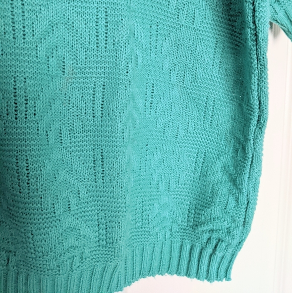 Vtg Green Short Sleeve Knit Sweater, Large. HP! - Picture 7 of 15
